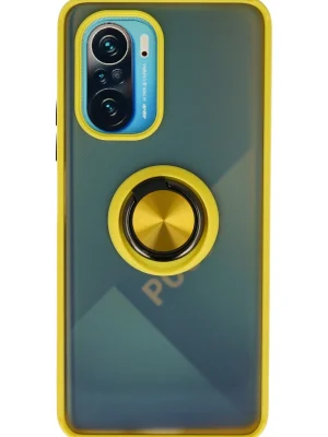 Newface Xiaomi Redmi K40 Kılıf Montreal Yüzüklü Silikon Kapak - Sarı