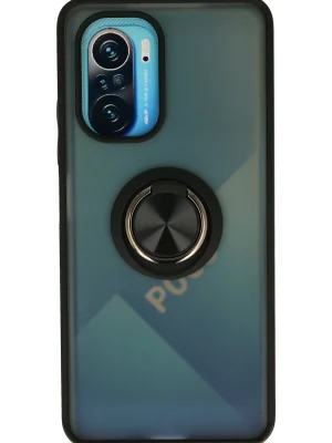 Newface Xiaomi Redmi K40 Kılıf Montreal Yüzüklü Silikon Kapak - Siyah