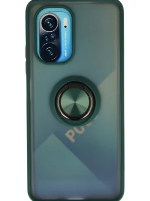 Newface Xiaomi Redmi K40 Kılıf Montreal Yüzüklü Silikon Kapak - Yeşil