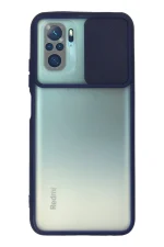 Newface Xiaomi Redmi Note 10 Kılıf Palm Buzlu Kamera Sürgülü Silikon - Lacivert