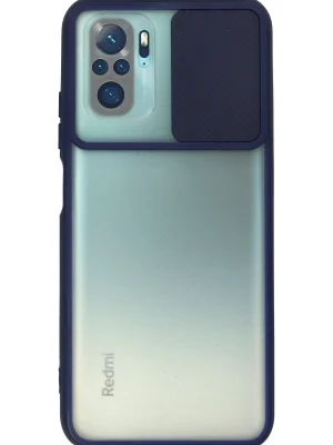 Newface Xiaomi Redmi Note 10 Kılıf Palm Buzlu Kamera Sürgülü Silikon - Lacivert