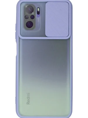 Newface Xiaomi Redmi Note 10 Kılıf Palm Buzlu Kamera Sürgülü Silikon - Lila