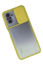 Newface Xiaomi Redmi Note 10 Kılıf Palm Buzlu Kamera Sürgülü Silikon - Sarı - Görsel 3