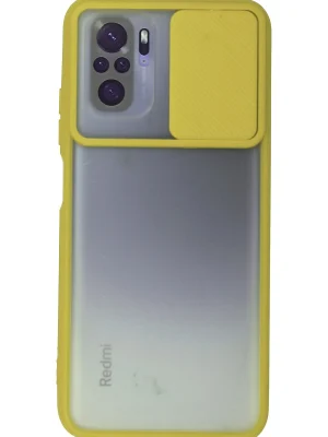 Newface Xiaomi Redmi Note 10 Kılıf Palm Buzlu Kamera Sürgülü Silikon - Sarı