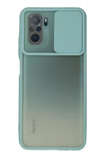 Newface Xiaomi Redmi Note 10 Kılıf Palm Buzlu Kamera Sürgülü Silikon - Turkuaz