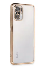 Newface Xiaomi Redmi Note 10 Kılıf Razer Lensli Silikon - Gold