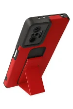 Newface Xiaomi Redmi Note 10 Pro Kılıf Mega Standlı Silikon - Kırmızı - Görsel 3