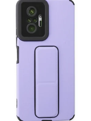 Newface Xiaomi Redmi Note 10 Pro Kılıf Mega Standlı Silikon - Lila