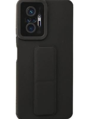 Newface Xiaomi Redmi Note 10 Pro Kılıf Mega Standlı Silikon - Siyah
