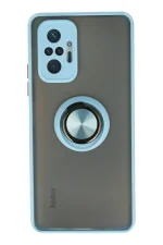 Newface Xiaomi Redmi Note 10 Pro Kılıf Montreal Yüzüklü Silikon Kapak - Buz Mavi