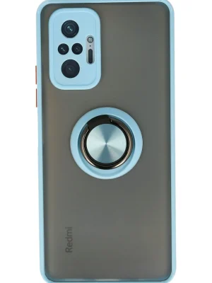 Newface Xiaomi Redmi Note 10 Pro Kılıf Montreal Yüzüklü Silikon Kapak - Buz Mavi