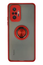 Newface Xiaomi Redmi Note 10 Pro Kılıf Montreal Yüzüklü Silikon Kapak - Kırmızı