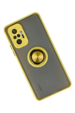 Newface Xiaomi Redmi Note 10 Pro Kılıf Montreal Yüzüklü Silikon Kapak - Sarı - Görsel 2