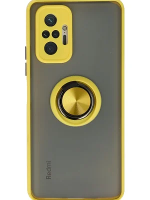 Newface Xiaomi Redmi Note 10 Pro Kılıf Montreal Yüzüklü Silikon Kapak - Sarı