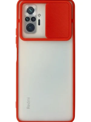 Newface Xiaomi Redmi Note 10 Pro Kılıf Palm Buzlu Kamera Sürgülü Silikon - Kırmızı