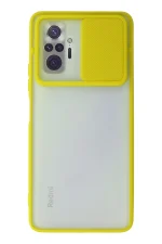 Newface Xiaomi Redmi Note 10 Pro Kılıf Palm Buzlu Kamera Sürgülü Silikon - Sarı