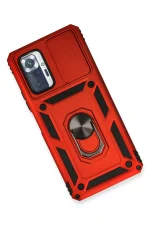 Newface Xiaomi Redmi Note 10 Pro Kılıf Pars Lens Yüzüklü Silikon - Kırmızı - Görsel 3