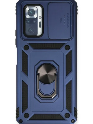 Newface Xiaomi Redmi Note 10 Pro Kılıf Pars Lens Yüzüklü Silikon - Lacivert