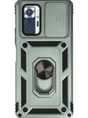 Newface Xiaomi Redmi Note 10 Pro Kılıf Pars Lens Yüzüklü Silikon - Yeşil