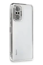 Newface Xiaomi Redmi Note 10 Pro Kılıf Razer Lensli Silikon - Gümüş