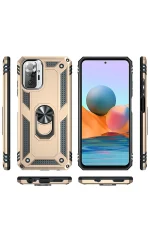 Newface Xiaomi Redmi Note 10 Pro Kılıf Sofya Yüzüklü Silikon Kapak - Gold - Görsel 3