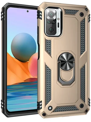 Newface Xiaomi Redmi Note 10 Pro Kılıf Sofya Yüzüklü Silikon Kapak - Gold