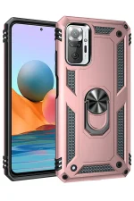 Newface Xiaomi Redmi Note 10 Pro Kılıf Sofya Yüzüklü Silikon Kapak - Rose