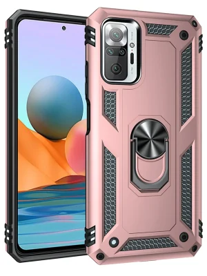 Newface Xiaomi Redmi Note 10 Pro Kılıf Sofya Yüzüklü Silikon Kapak - Rose