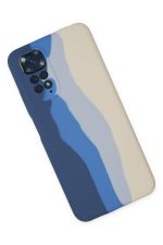 Newface Xiaomi Redmi Note 11 Kılıf Ebruli Lansman Silikon - Lacivert-Krem - Görsel 2