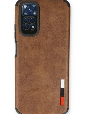 Newface Xiaomi Redmi Note 11 Kılıf Loop Deri Silikon - Kahverengi