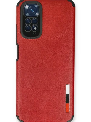Newface Xiaomi Redmi Note 11 Kılıf Loop Deri Silikon - Kırmızı