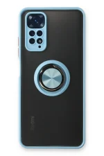 Newface Xiaomi Redmi Note 11 Kılıf Montreal Yüzüklü Silikon Kapak - Buz Mavi