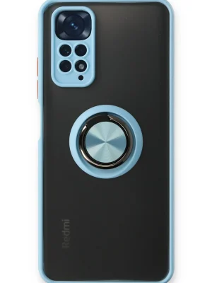 Newface Xiaomi Redmi Note 11 Kılıf Montreal Yüzüklü Silikon Kapak - Buz Mavi