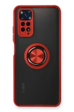 Newface Xiaomi Redmi Note 11 Kılıf Montreal Yüzüklü Silikon Kapak - Kırmızı