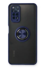 Newface Xiaomi Redmi Note 11 Kılıf Montreal Yüzüklü Silikon Kapak - Lacivert - Görsel 2