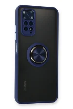 Newface Xiaomi Redmi Note 11 Kılıf Montreal Yüzüklü Silikon Kapak - Lacivert