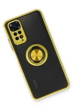 Newface Xiaomi Redmi Note 11 Kılıf Montreal Yüzüklü Silikon Kapak - Sarı - Görsel 2