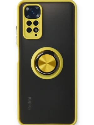 Newface Xiaomi Redmi Note 11 Kılıf Montreal Yüzüklü Silikon Kapak - Sarı