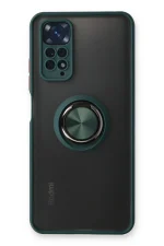 Newface Xiaomi Redmi Note 11 Kılıf Montreal Yüzüklü Silikon Kapak - Yeşil
