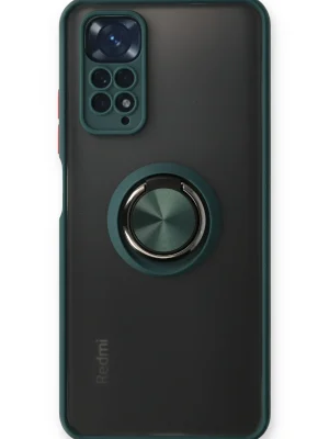 Newface Xiaomi Redmi Note 11 Kılıf Montreal Yüzüklü Silikon Kapak - Yeşil