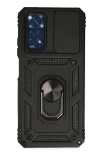 Newface Xiaomi Redmi Note 11 Kılıf Pars Lens Yüzüklü Silikon - Siyah