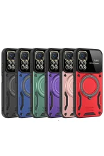 Newface Xiaomi Redmi Note 11 Pro Kılıf Joy Lens Standlı Kapak - Kırmızı - Görsel 2