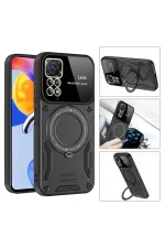 Newface Xiaomi Redmi Note 11 Pro Kılıf Joy Lens Standlı Kapak - Mor - Görsel 3