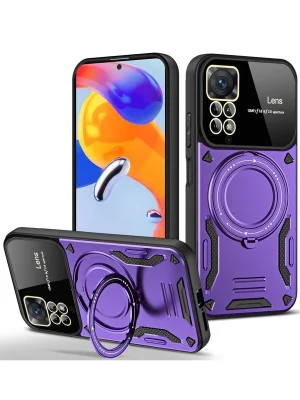 Newface Xiaomi Redmi Note 11 Pro Kılıf Joy Lens Standlı Kapak - Mor