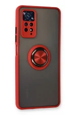 Newface Xiaomi Redmi Note 11 Pro Kılıf Montreal Yüzüklü Silikon Kapak - Kırmızı - Görsel 2
