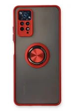 Newface Xiaomi Redmi Note 11 Pro Kılıf Montreal Yüzüklü Silikon Kapak - Kırmızı