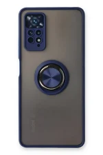 Newface Xiaomi Redmi Note 11 Pro Kılıf Montreal Yüzüklü Silikon Kapak - Lacivert