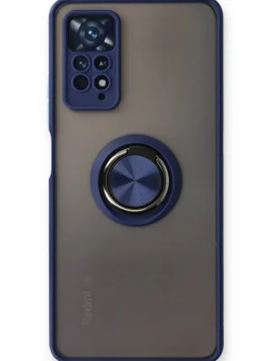 Newface Xiaomi Redmi Note 11 Pro Kılıf Montreal Yüzüklü Silikon Kapak - Lacivert