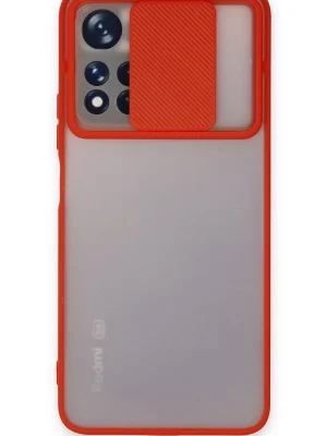Newface Xiaomi Redmi Note 11 Pro Plus 5G Kılıf Palm Buzlu Kamera Sürgülü Silikon - Kırmızı