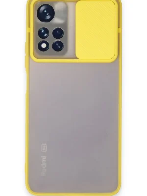 Newface Xiaomi Redmi Note 11 Pro Plus 5G Kılıf Palm Buzlu Kamera Sürgülü Silikon - Sarı
